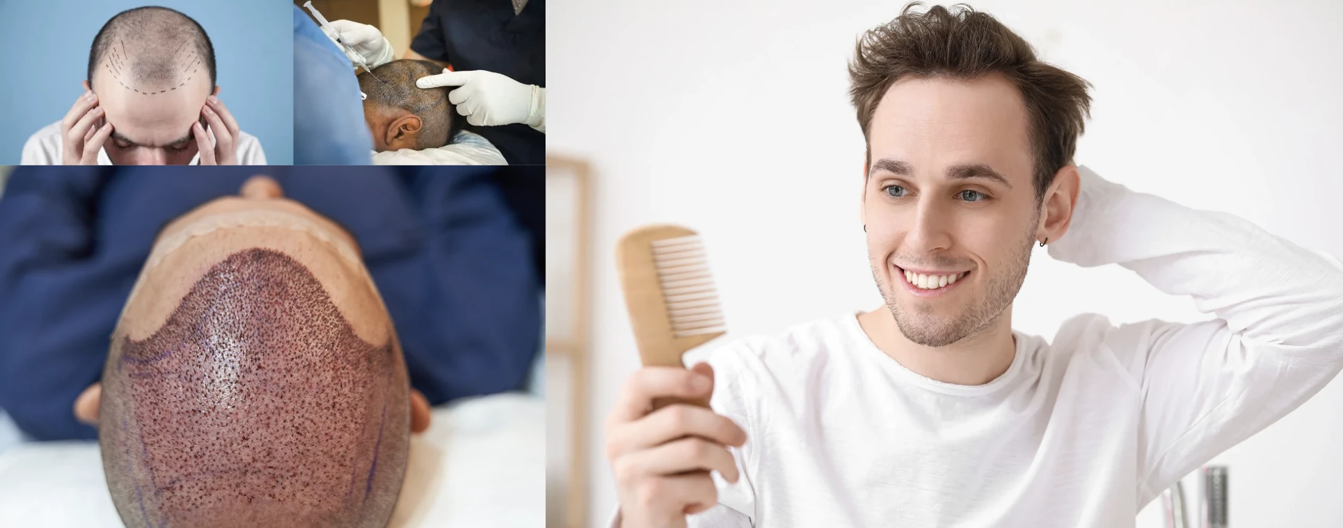 FUE and DHI before and after hair transplant