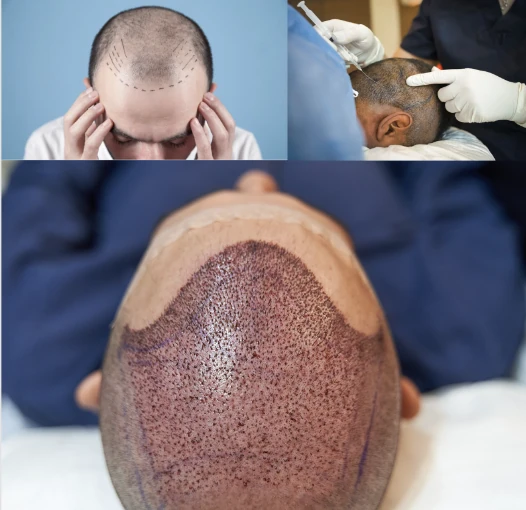FUE and DHI before and after hair transplant